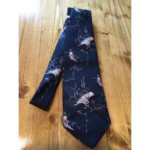 Vintage 70s Count Barini Mister G Parrot Print Polyester Tie Novelty Necktie Bir